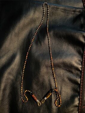 Black Eyewear Lanyard/Chain with Multicolor Beaded Accents